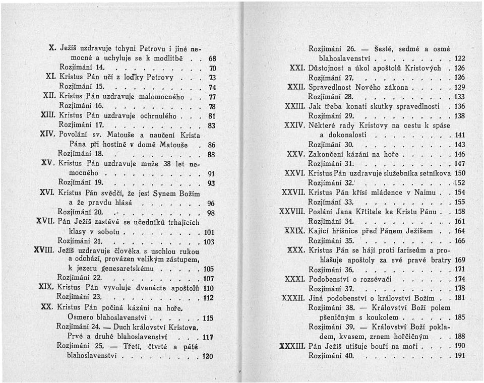 7 78 81 83 86 Rozjímání 18. 88 XV. Kristus Pán uzdravuje muže 38 let nemocného......... Rozjímání 19...... XVI. Kristus Pán svědčí, že jest Synem Božím a že pravdu hlásá.... 96 Rozjímání 20.. ".