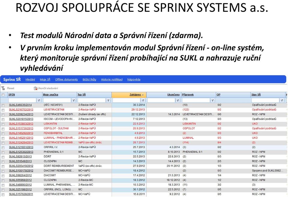V prvním kroku implementován modul Správní řízení - on-line