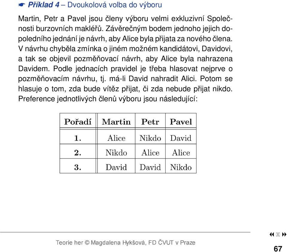 V návrhu chyběla zmínka o jiném možném kandidátovi, Davidovi, a tak se objevil pozměňovací návrh, aby Alice byla nahrazena Davidem.