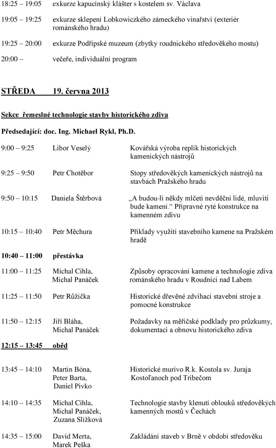 individuální program STŘEDA