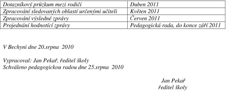 zprávy Pedagogická rada, do konce září 2011 V Bechyni dne 20.