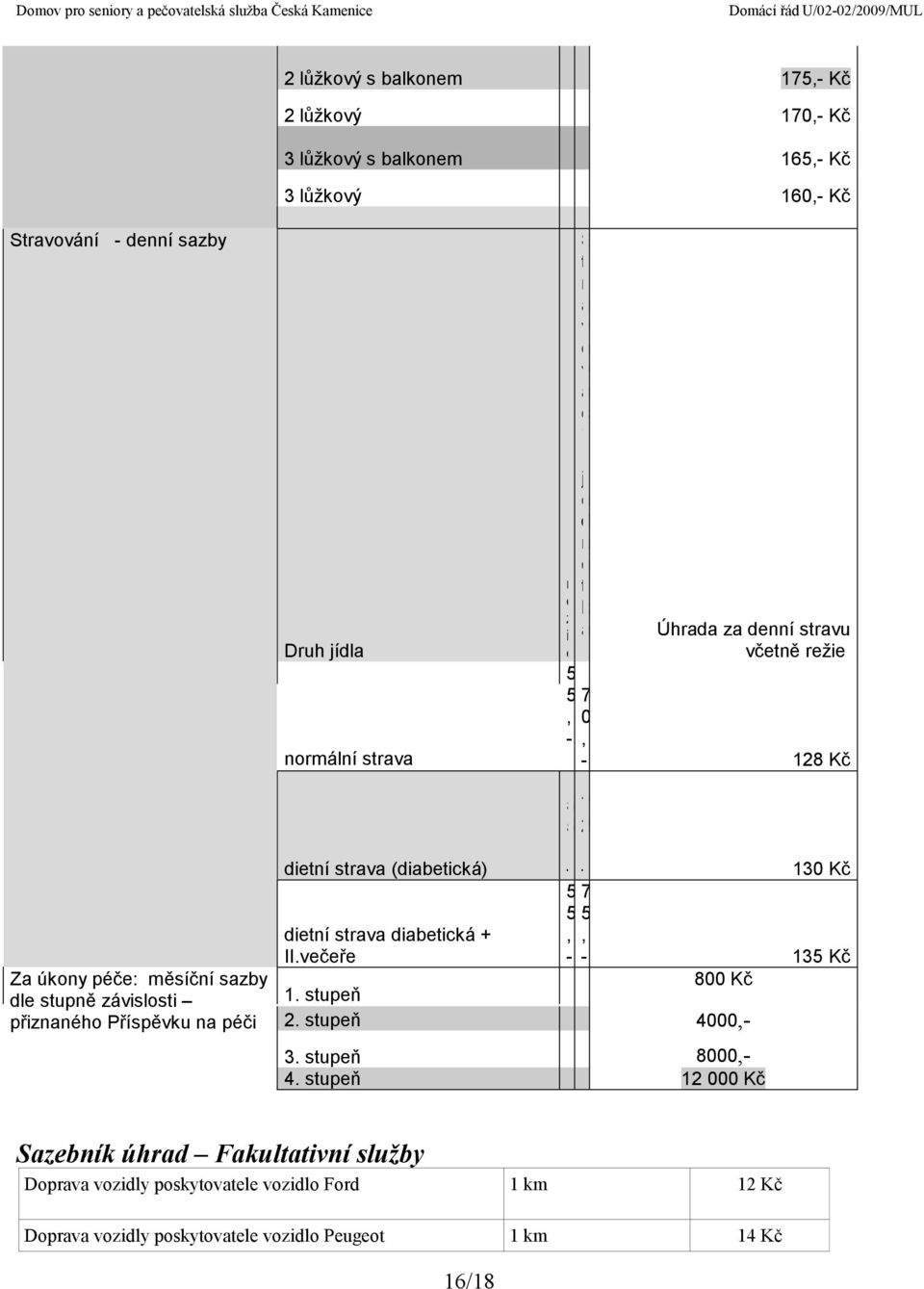 péči dietní strava (diabetická) dietní strava diabetická + II.večeře 5 5, - 5 5, - 7 2, - 130 Kč 7 5, - 135 Kč 800 Kč 1. stupeň 2. stupeň 4000,- 3. stupeň 8000,- 4.
