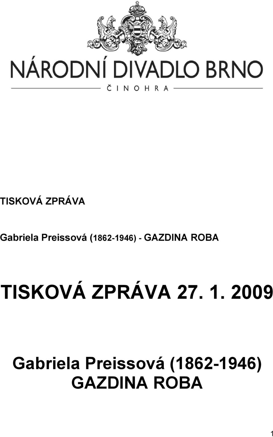 TISKOVÁ ZPRÁVA 27. 1.