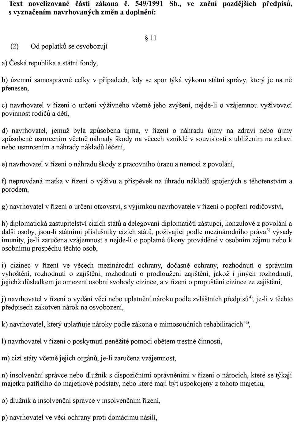 týká výkonu státní správy, který je na ně přenesen, c) navrhovatel v řízení o určení výživného včetně jeho zvýšení, nejde-li o vzájemnou vyživovací povinnost rodičů a dětí, d) navrhovatel, jemuž byla