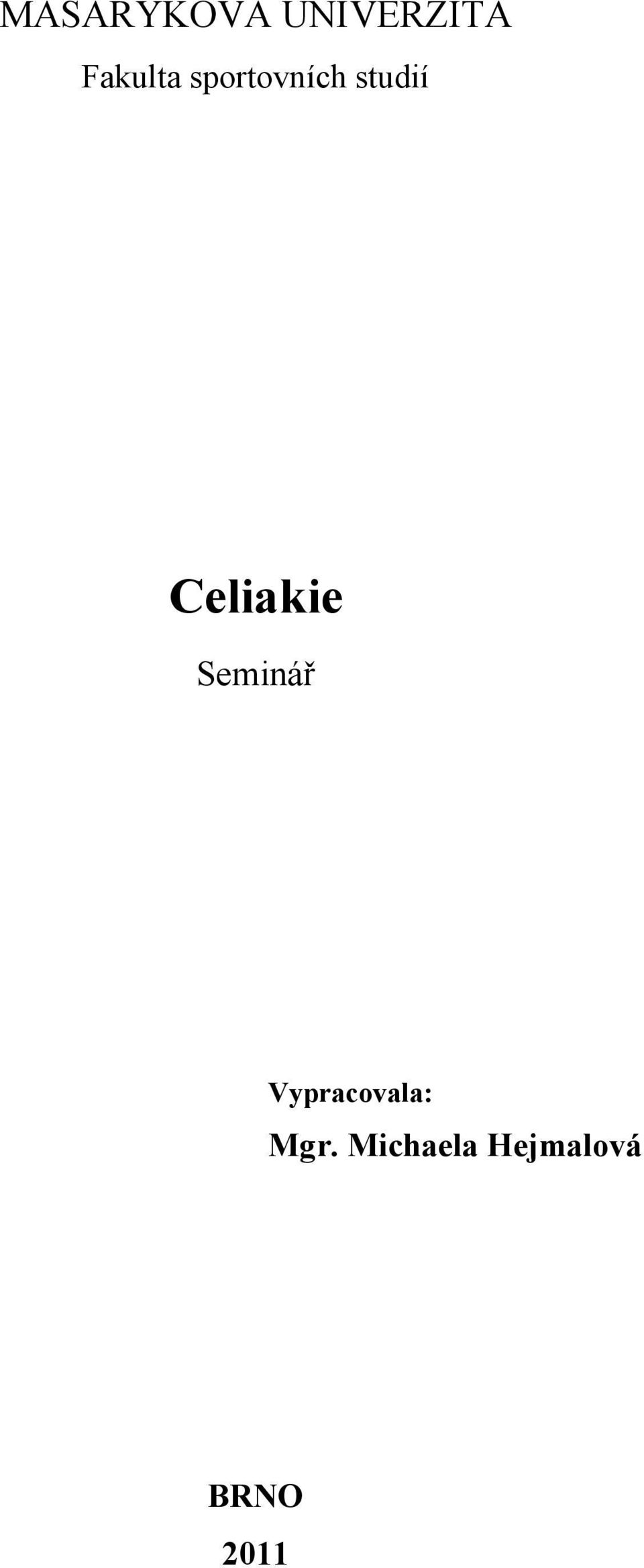 Celiakie Seminář