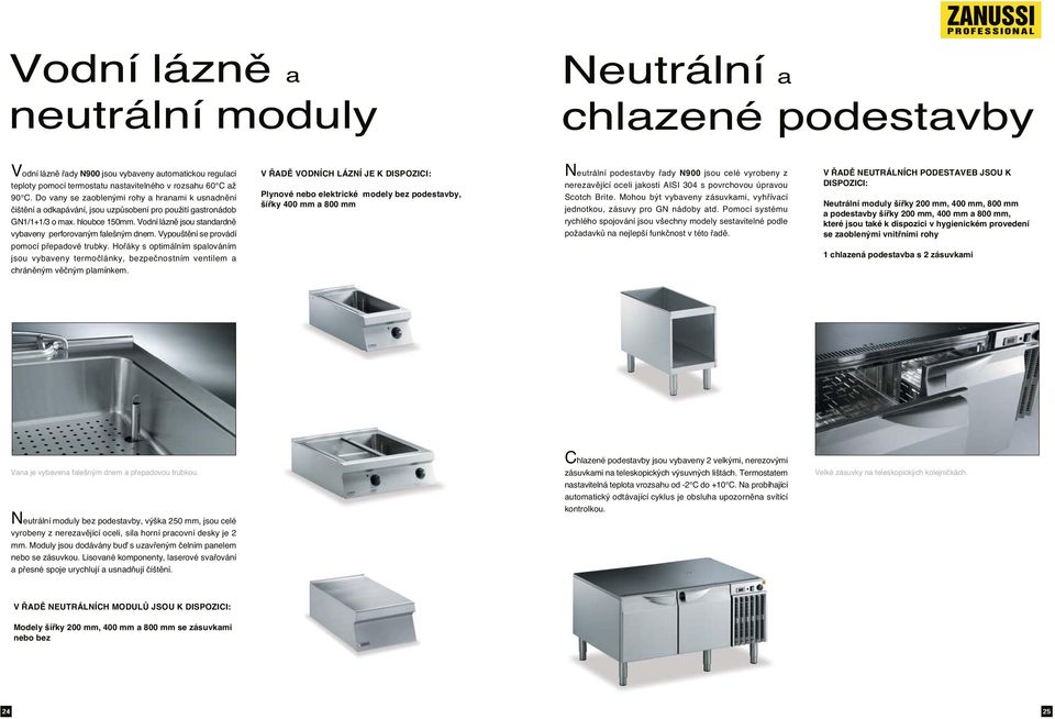 Vodní láznû jsou standardnû vybaveny perforovan m fale n m dnem. Vypou tûní se provádí pomocí pfiepadové trubky.