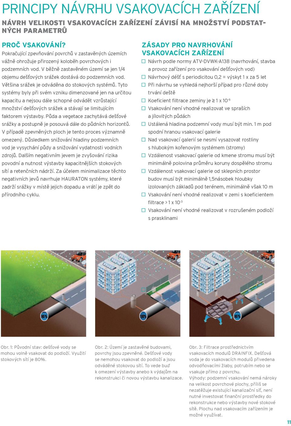 podzemních vod. v běžně zastavěném území se jen 1/4 a provoz zařízení pro vsakování dešťových vod) objemu dešťových srážek dostává do podzemních vod.