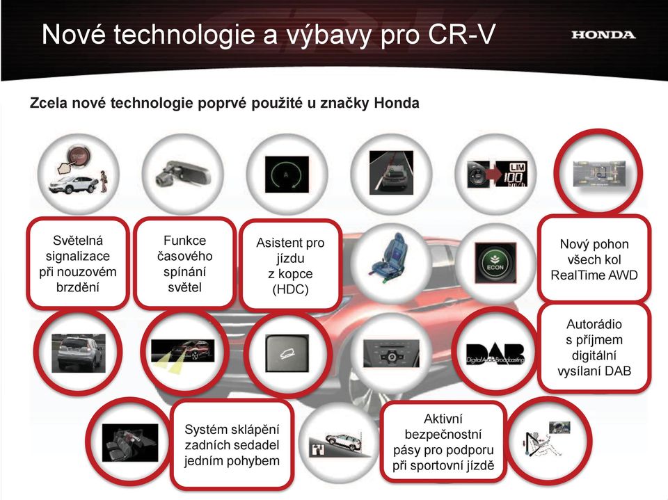 kopce (HDC) Nový pohon všech kol RealTime AWD Autorádio s příjmem digitální vysílaní DAB