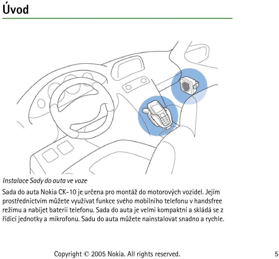 Jejím prostøednictvím mù¾ete vyu¾ívat funkce svého mobilního telefonu v handsfree