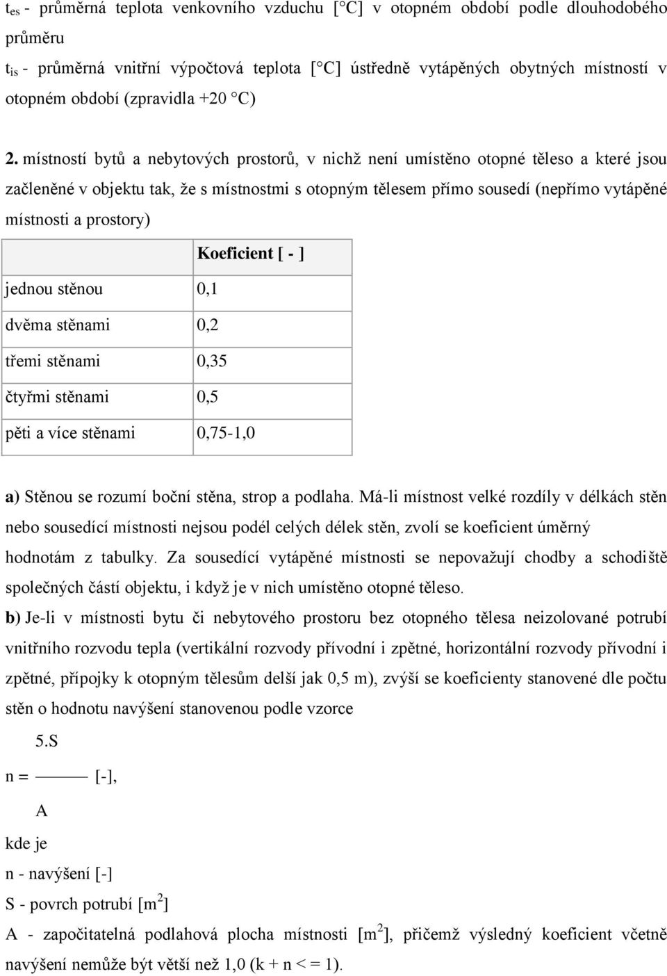 místností bytů a nebytových prostorů, v nichž není umístěno otopné těleso a které jsou začleněné v objektu tak, že s místnostmi s otopným tělesem přímo sousedí (nepřímo vytápěné místnosti a prostory)