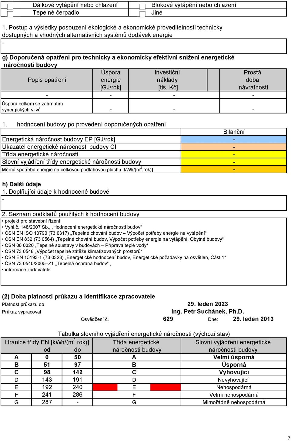 snížení energetické náročnosti budovy Úspora Investiční Prostá Popis opatření energie náklady doba [GJ/rok] [tis. Kč] návratnosti Úspora celkem se zahrnutím synergických vlivů 1.