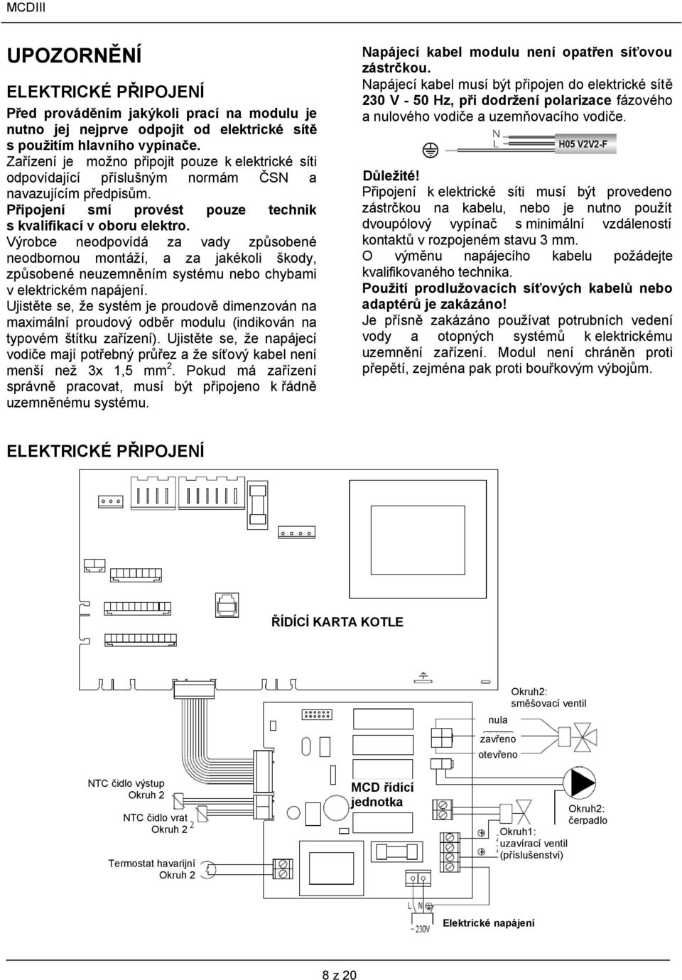 Výrobce neodpovídá za vady způsobené neodbornou montáží, a za jakékoli škody, způsobené neuzemněním systému nebo chybami v elektrickém napájení.