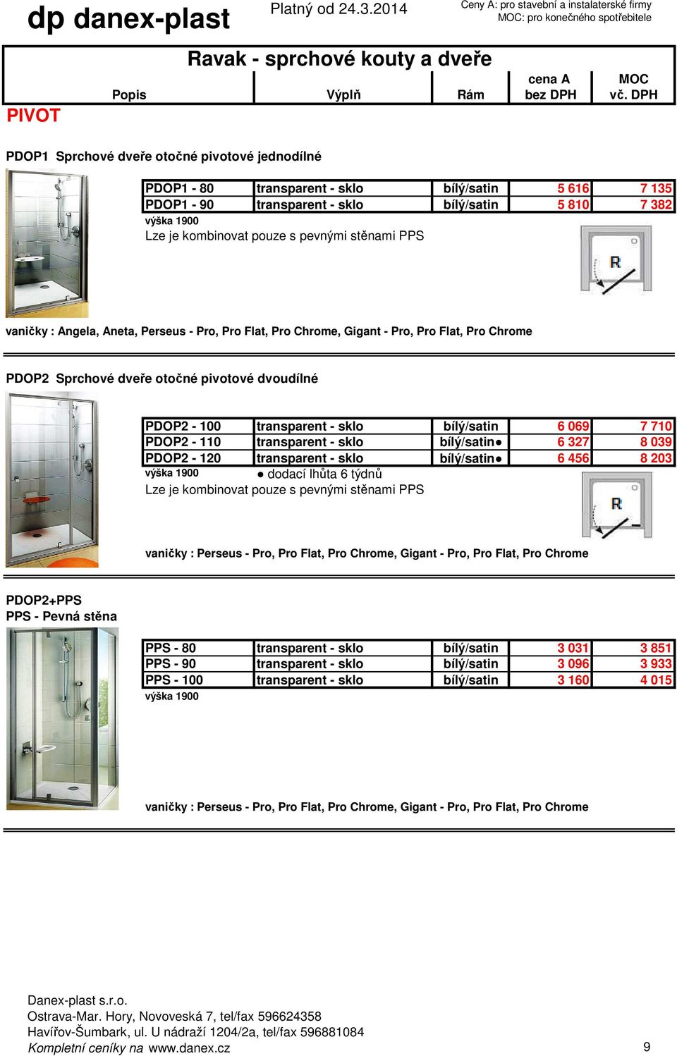 PDOP2-110 transparent - sklo bílý/satin 6 327 8 039 PDOP2-120 transparent - sklo bílý/satin 6 456 8 203 Lze je kombinovat pouze s pevnými stěnami PPS vaničky : Perseus - Pro, Pro Flat, Pro Chrome,
