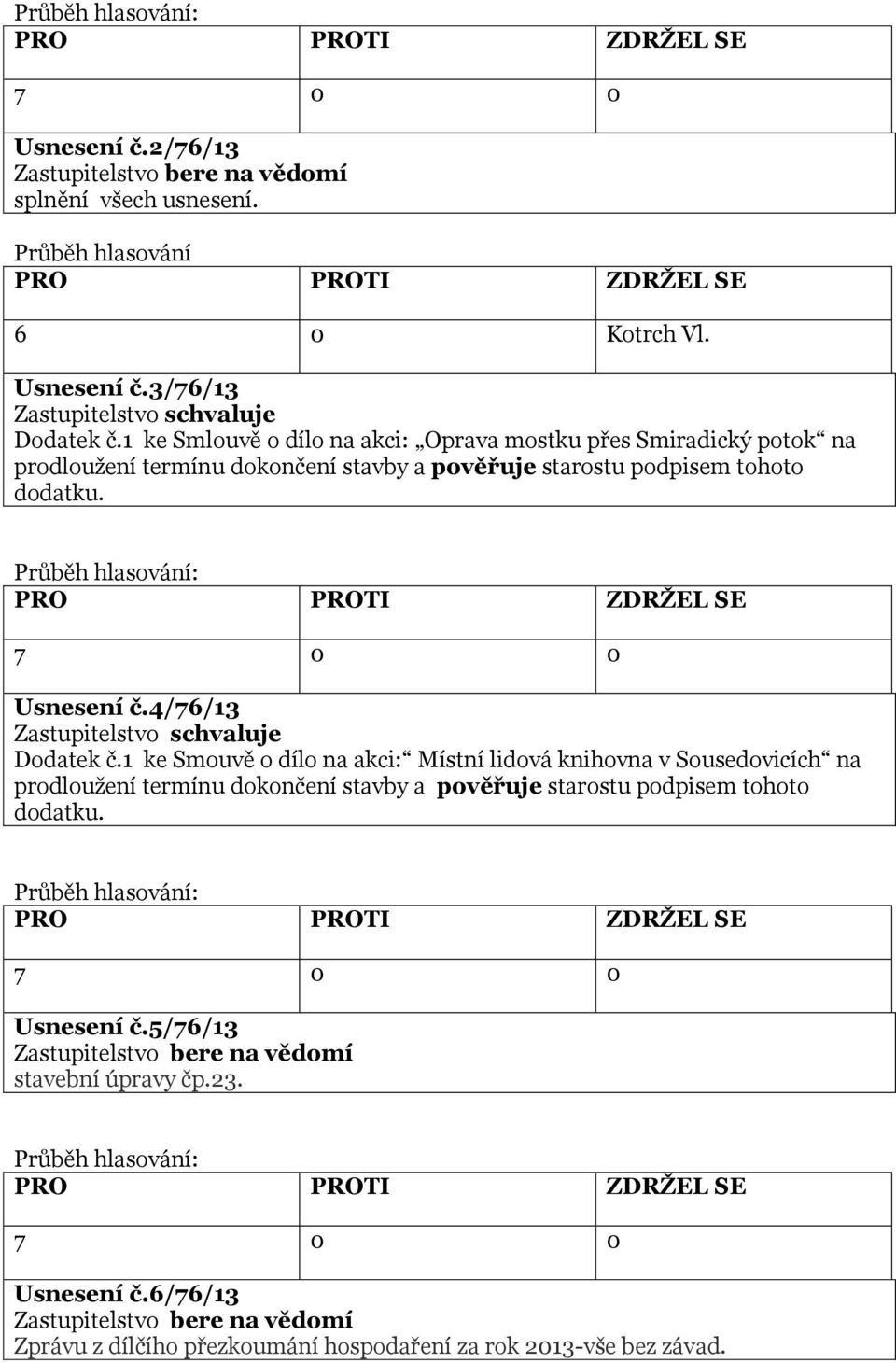 tohoto dodatku. Usnesení č.4/76/13 Dodatek č.