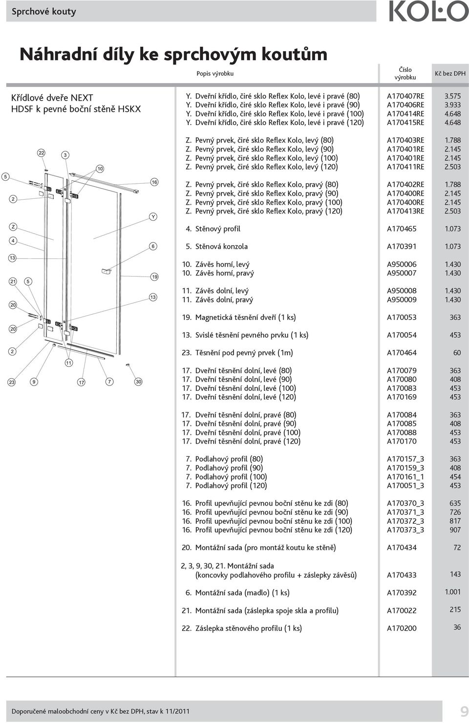 Pevný prvek, čiré sklo Reflex Kolo, levý (90) A170401RE Z. Pevný prvek, čiré sklo Reflex Kolo, levý (100) A170401RE Z. Pevný prvek, čiré sklo Reflex Kolo, levý (120) A170411RE Z.