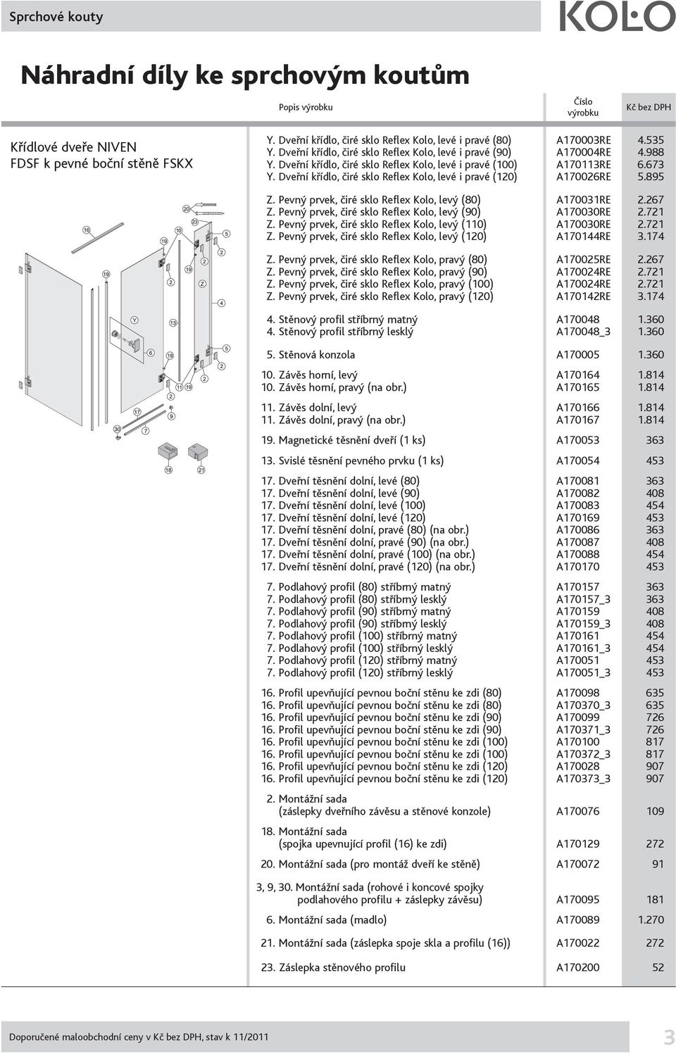 Pevný prvek, čiré sklo Reflex Kolo, levý (80) A170031RE 2.267 Z. Pevný prvek, čiré sklo Reflex Kolo, levý (90) A170030RE 2.721 Z. Pevný prvek, čiré sklo Reflex Kolo, levý (110) A170030RE 2.721 Z. Pevný prvek, čiré sklo Reflex Kolo, levý (120) A170144RE 3.