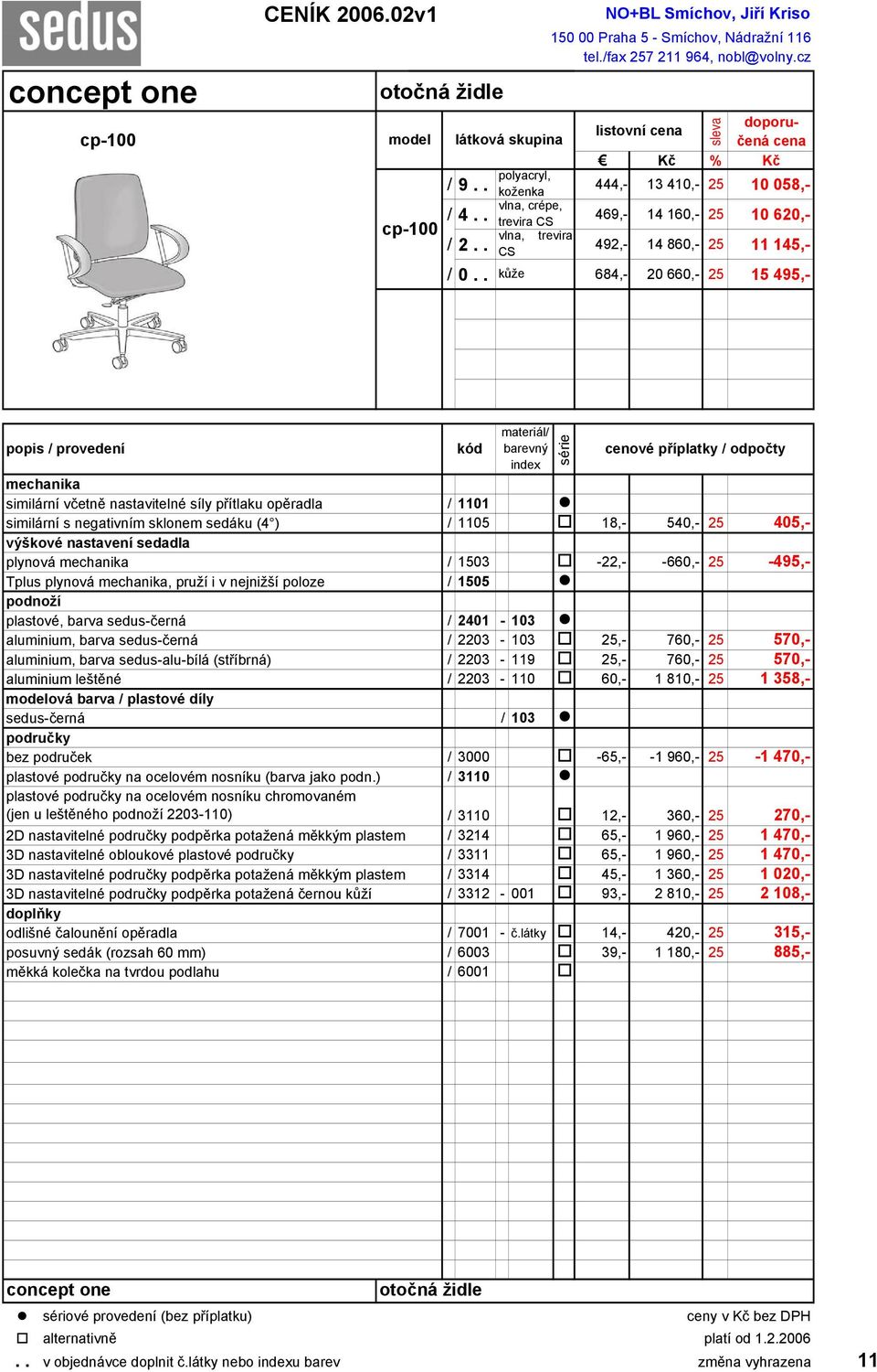 . kůže 684,- 20 660,- 25 15 495,- sleva popis / provedení materiál/ barevný index mechanika similární včetně nastavitelné síly přítlaku opěradla / 1101 similární s negativním sklonem sedáku (4 ) /