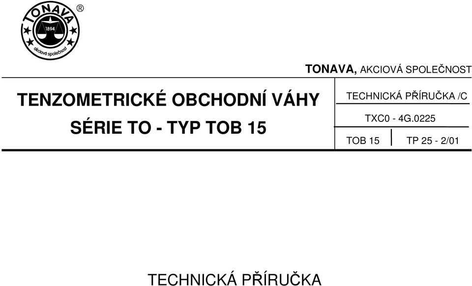 - TYP TOB 15 TECHNICKÁ PŘÍRUČKA /C