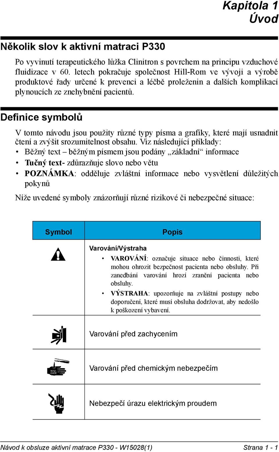 Definice symbolù Instalace lùžka Definice symbolů V tomto návodu jsou použity různé typy písma a grafiky, které mají usnadnit čtení a zvýšit srozumitelnost obsahu.