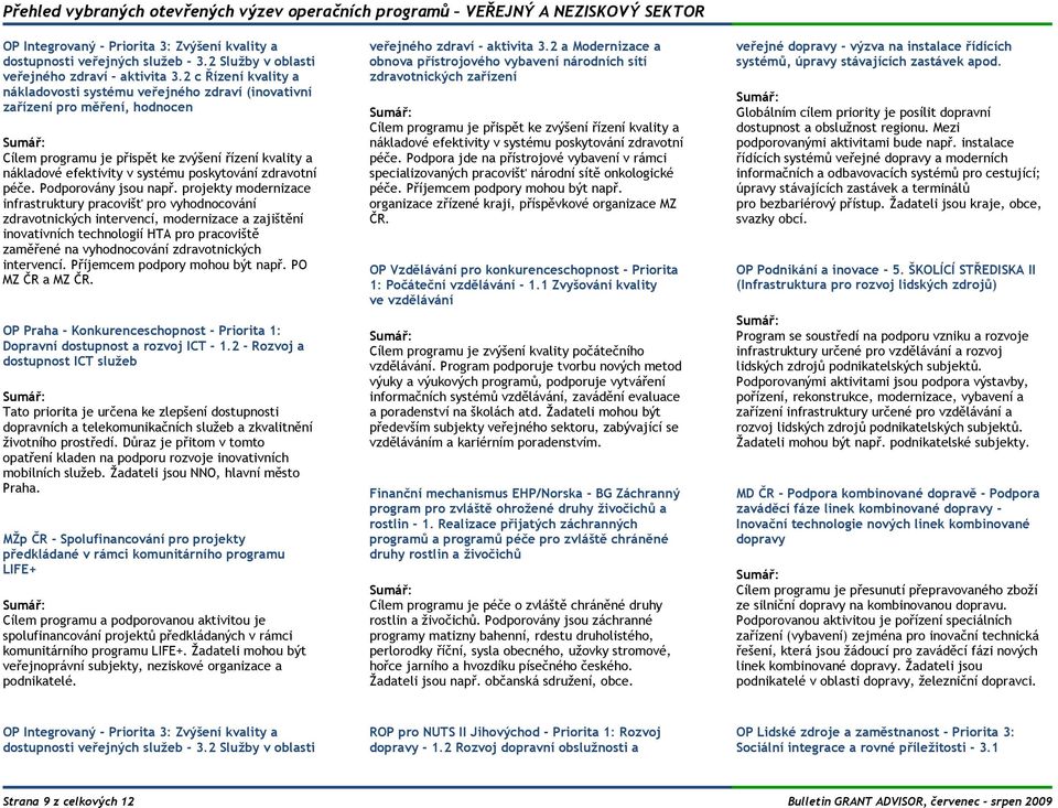 2 c Řízení kvality a nákladovosti systému veřejného zdraví (inovativní zařízení pro měření, hodnocen Cílem programu je přispět ke zvýšení řízení kvality a nákladové efektivity v systému poskytování