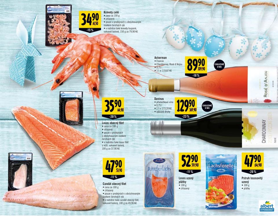 chlazený pouze v prodejnách s obsluhovaným úsekem čerstvých ryb v nabídce také losos filet s kůží, vakuově balený, 100 g za 37,90 Kč 47 90 53,90-11 % Candát obecný fi let cena za 100 g chlazený pouze