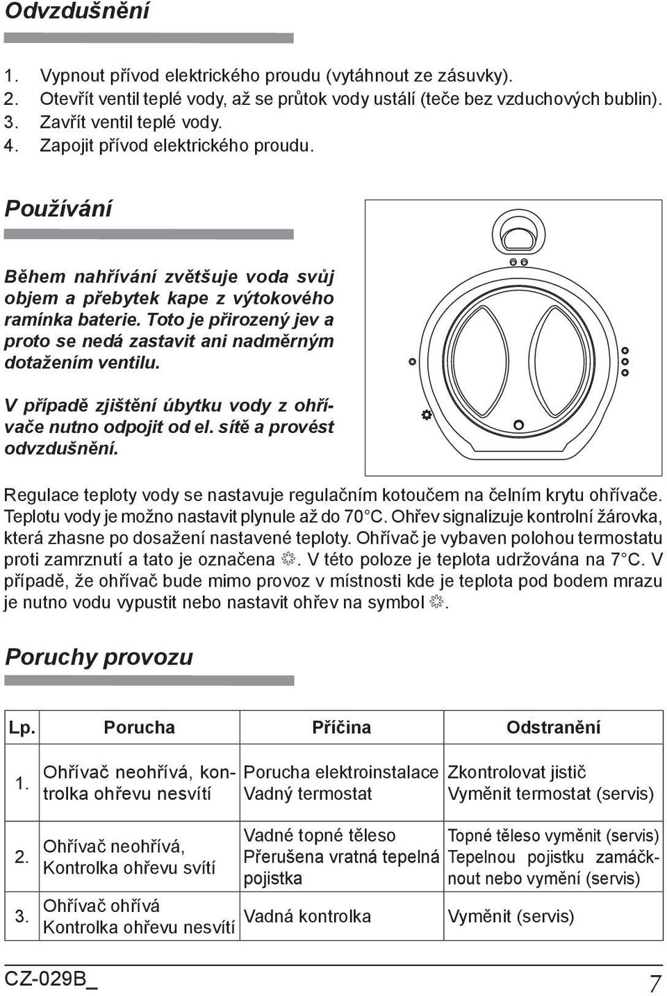 Toto je přirozený jev a proto se nedá zastavit ani nadměrným dotažením ventilu. V případě zjištění úbytku vody z ohřívače nutno odpojit od el. sítě a provést odvzdušnění.