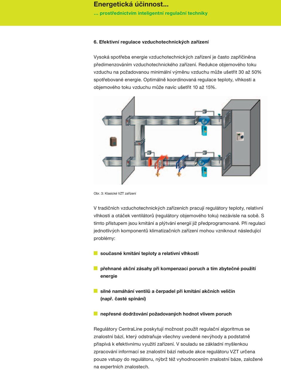 Optimálně koordinovaná regulace teploty, vlhkosti a objemového toku vzduchu může navíc ušetřit 10 až 15%. Obr.