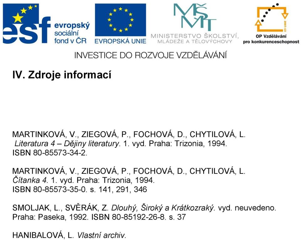 Čítanka 4. 1. vyd. Praha: Trizonia, 1994. ISBN 80-85573-35-0. s. 141, 291, 346 SMOLJAK, L., SVĚRÁK, Z.