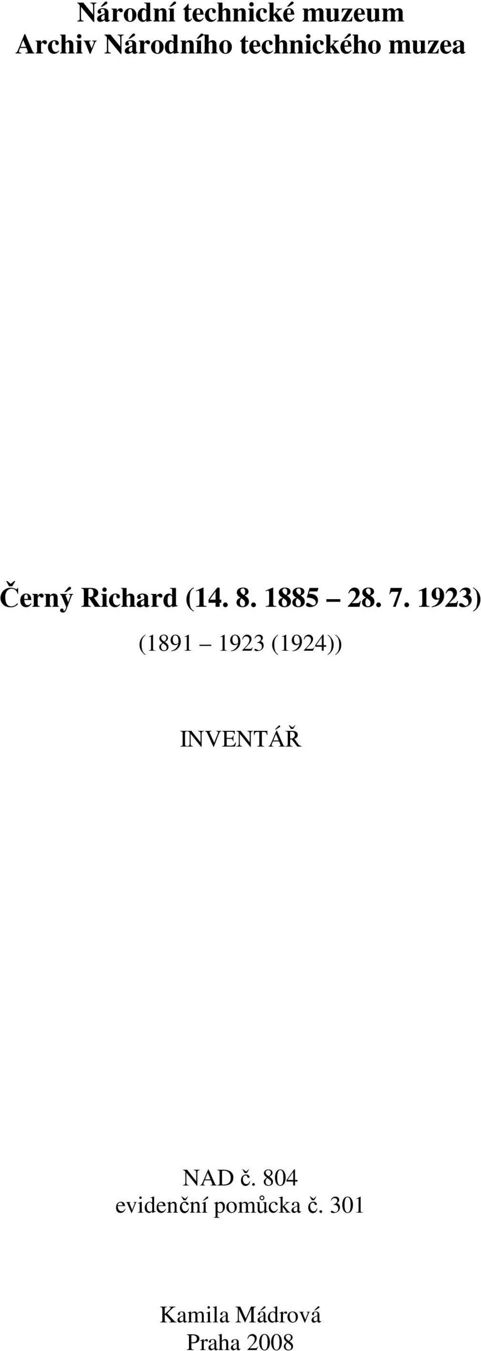 7. 1923) (1891 1923 (1924)) INVENTÁŘ NAD č.