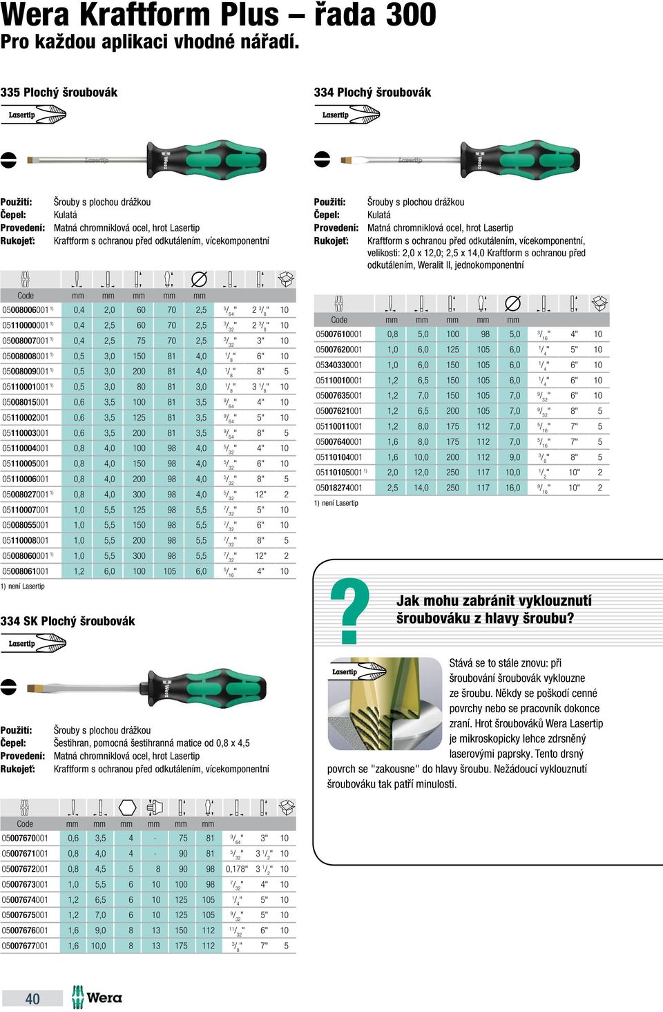 hrot Lasertip, velikosti: 2,0 x 2,0; 2,5 x 4,0 Kraftform s ochranou před odkutálením, Weralit II, jednokomponentní mm mm 0500800600 ) 0,4 2,0 60 70 2,5 5 / 64 " 2 3 05000000 ) 0,4 2,5 60 70 2,5 3 " 2