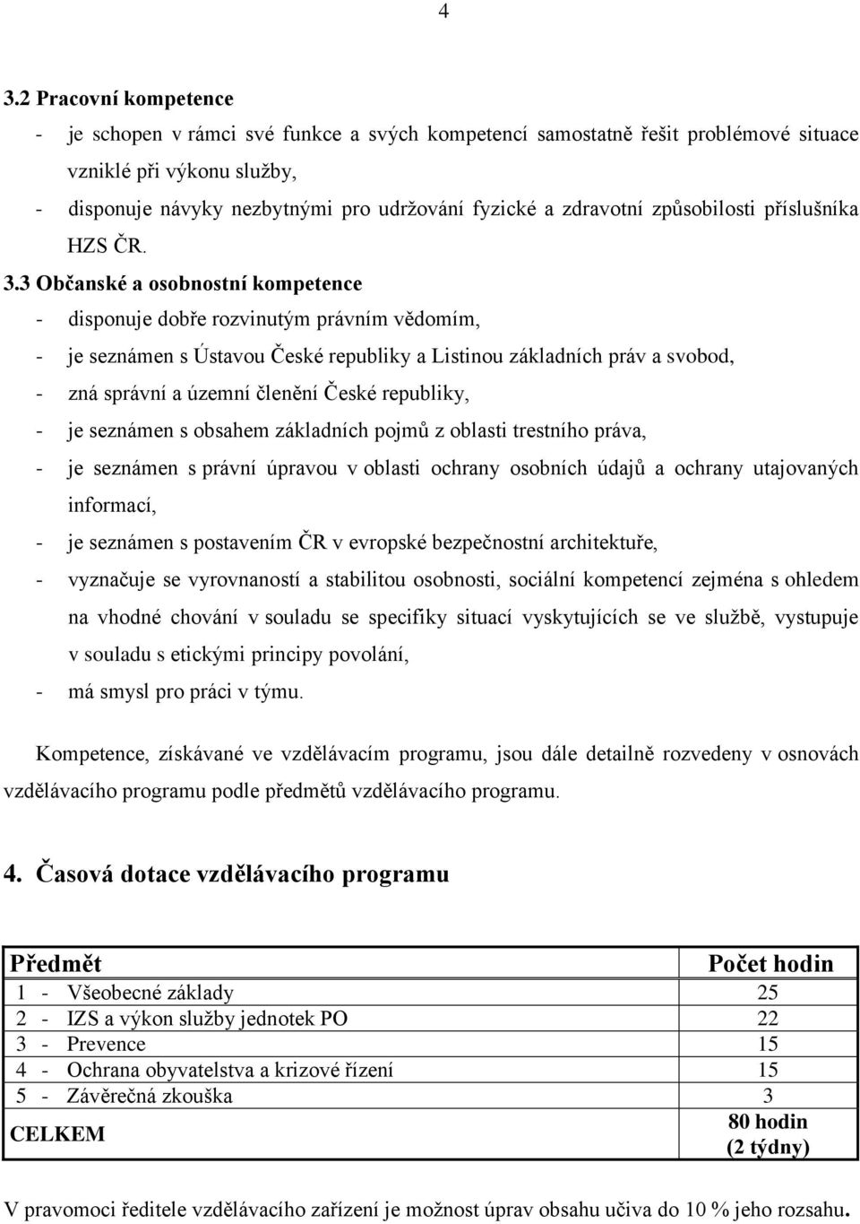 3 Občanské a osobnostní kompetence - disponuje dobře rozvinutým právním vědomím, - je seznámen s Ústavou České republiky a Listinou základních práv a svobod, - zná správní a územní členění České