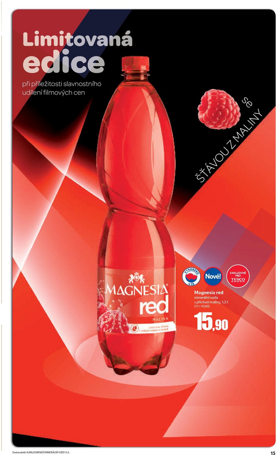 Magnesia red minerální voda s příchutí maliny, 1,5 l (1