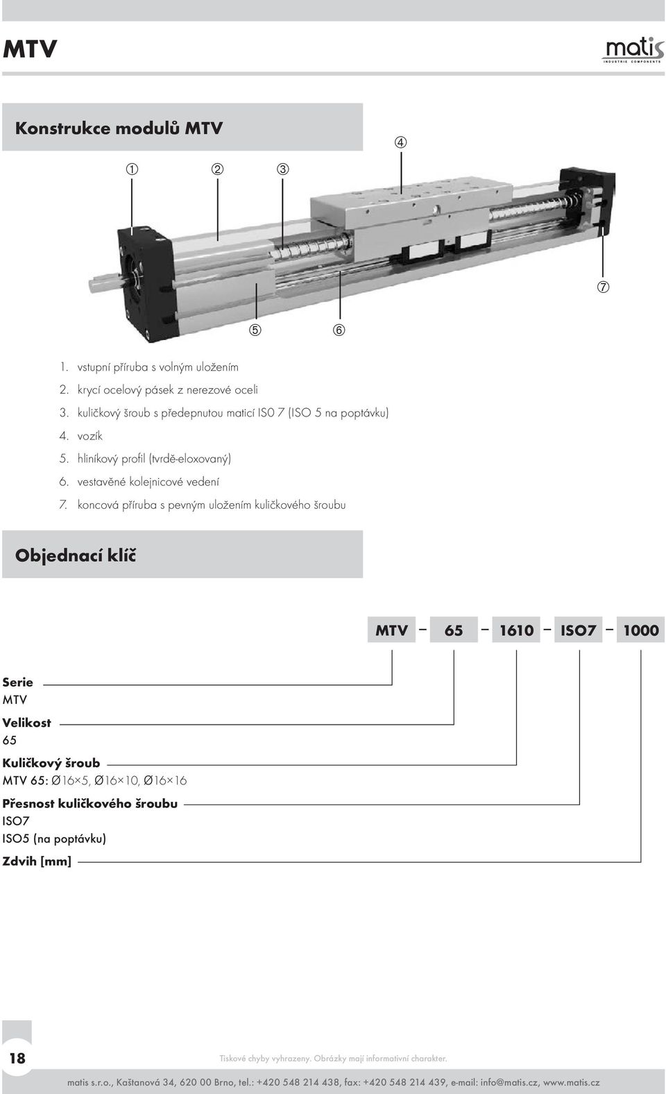 (ISO 5 na poptávku) vozík hliníkový profil (tvrdě-eloxovaný) vestavěné kolejnicové vedení koncová příruba s pevným