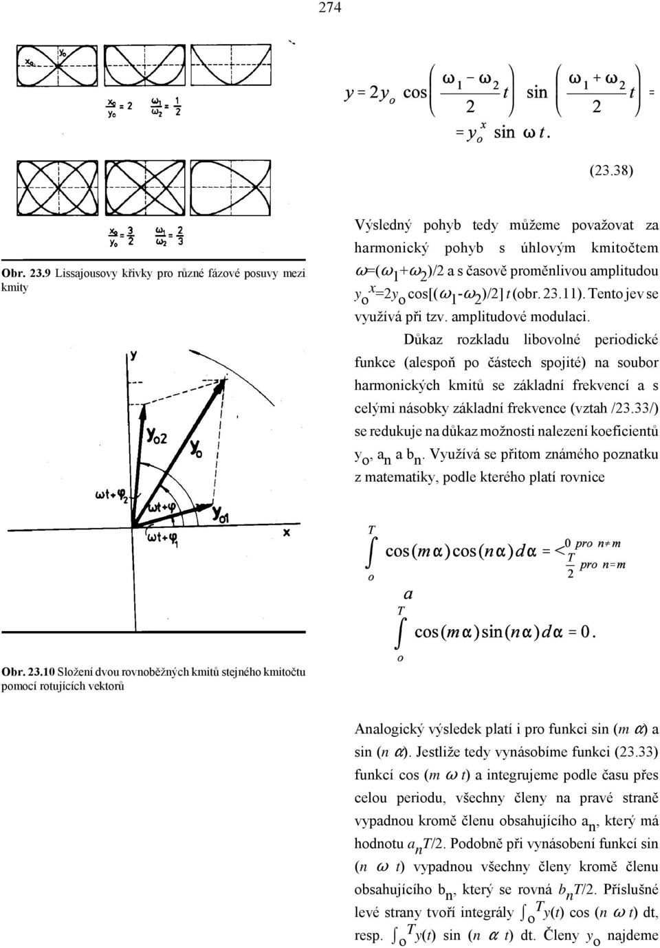 1-2 )/2] t (obr. 23.11). Tento jev se využívá při tzv. amplitudové modulaci.