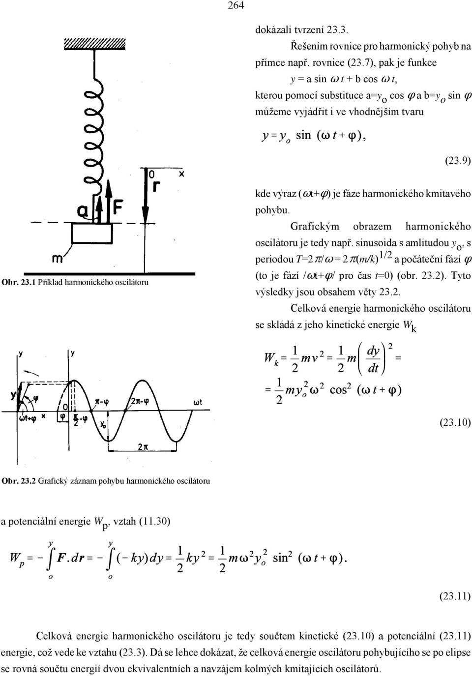 1 Příklad harmonického oscilátoru kde výraz ( t+ ) je fáze harmonického kmitavého pohybu. Grafickým obrazem harmonického oscilátoru je tedy např.
