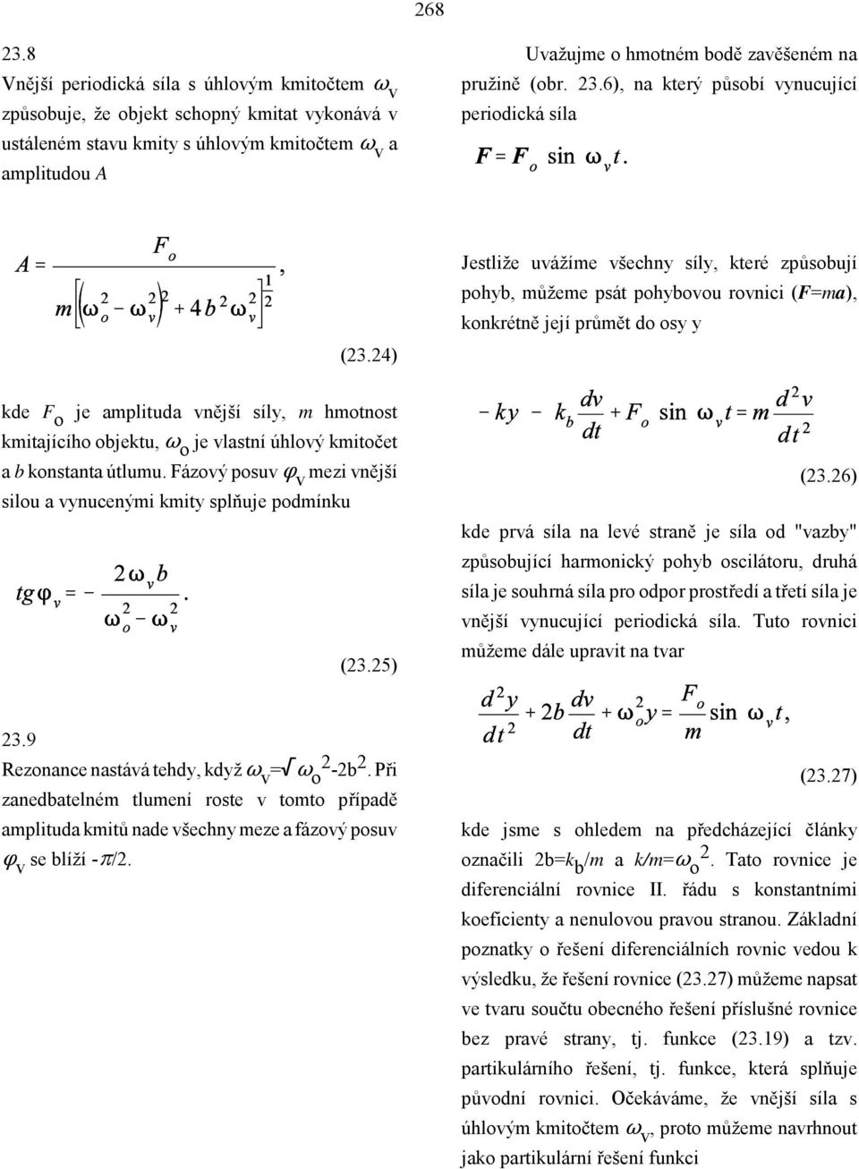 (obr. 23.6), na který působí vynucující periodická síla (23.