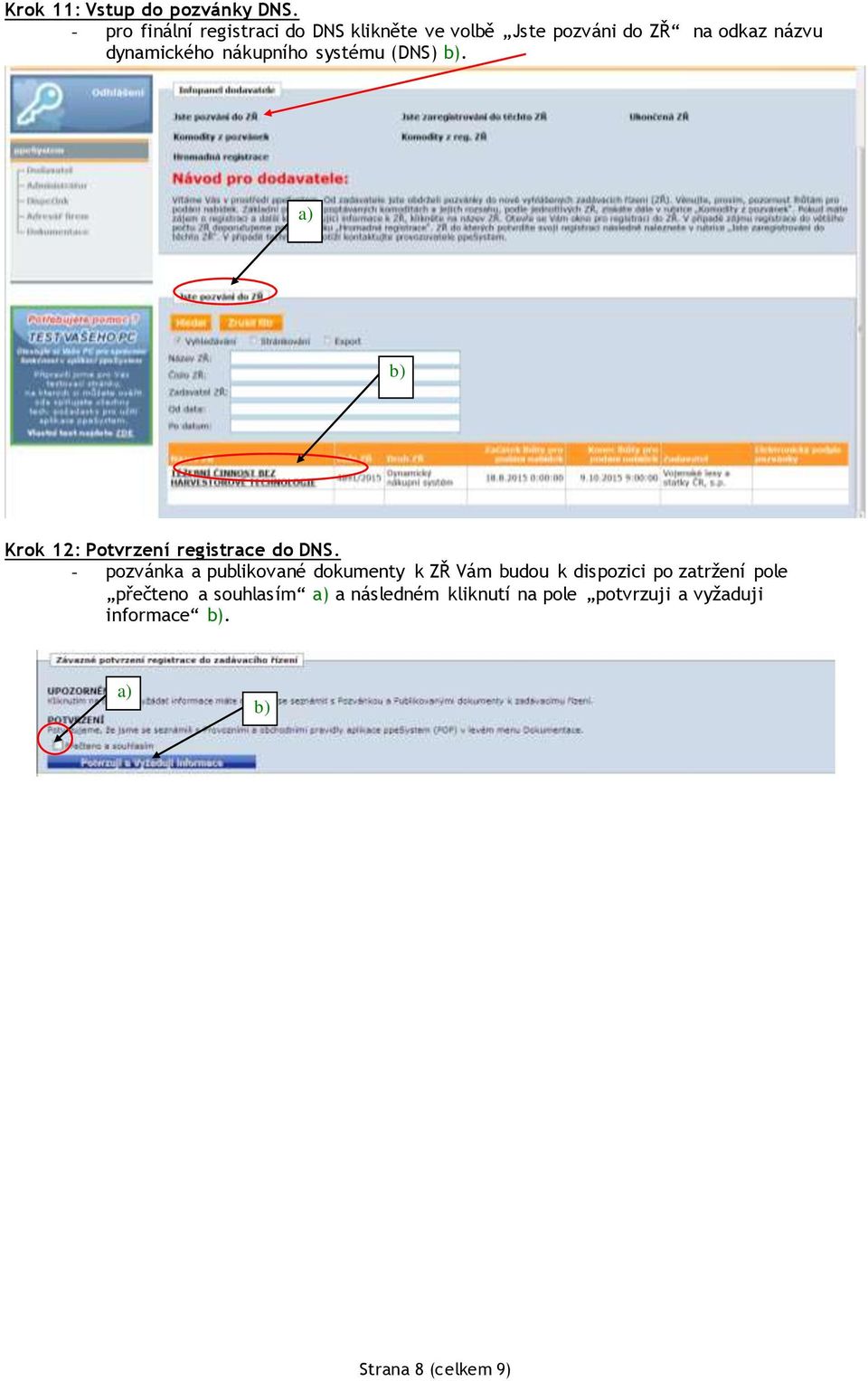 dynamického nákupního systému (DNS). Krok 12: Potvrzení registrace do DNS.