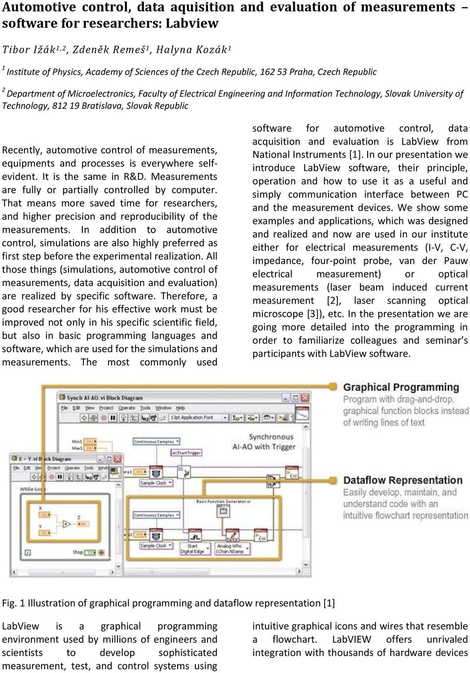 Electrical Engineering and Information Technology, Slovak University of Technology, 812 19 Bratislava, Slovak Republic Recently, automotive control of measurements, equipments and processes is