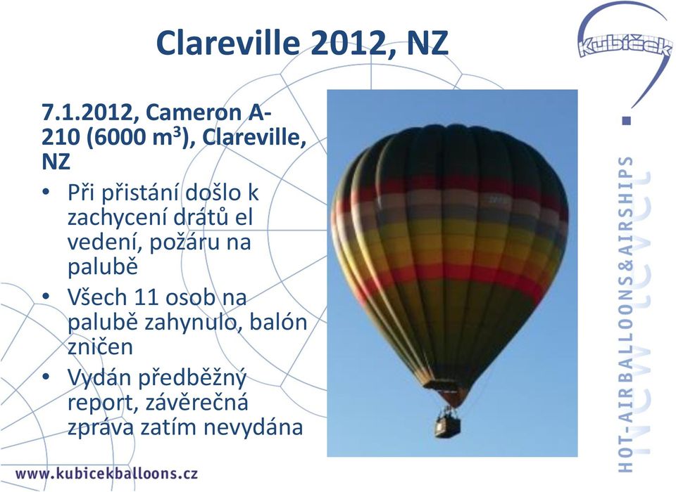 2012, Cameron A- 210 (6000 m 3 ), Clareville, NZ Při