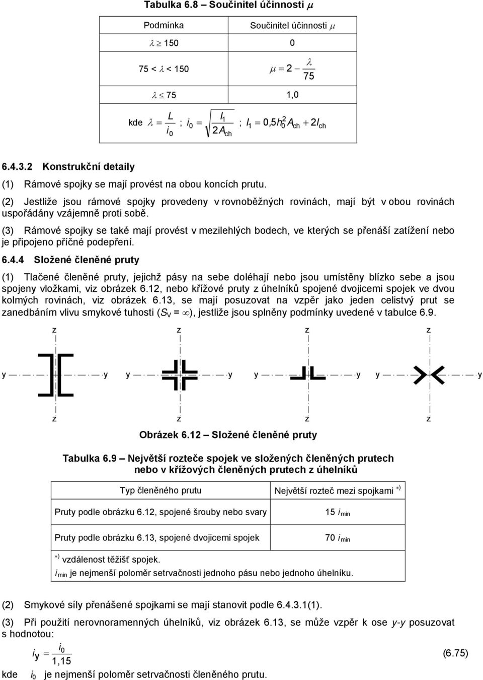 (3) Rámové spojk se také mají provést v meilehlýh odeh, ve kterýh se přenáší atížení neo je připojeno příčné podepření. 6.4.