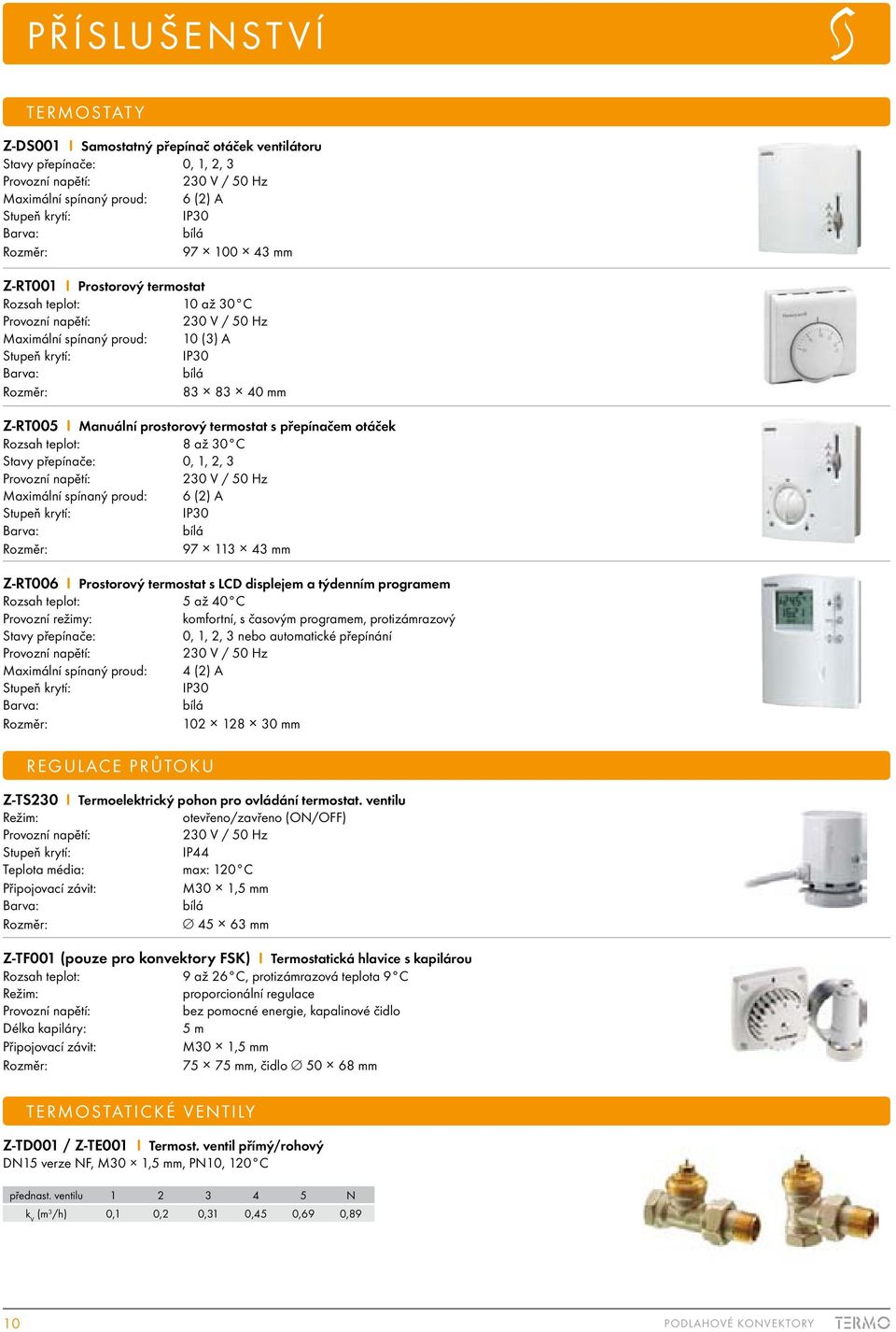 Z-RT005 I Manuální prostorový termostat s přepínačem otáček Rozsah teplot: 8 až 30 C Stavy přepínače: 0, 1, 2, 3 Provozní napětí: 230 V / 50 Hz Maximální spínaný proud: 6 (2) A Stupeň krytí: IP30