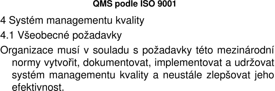 požadavky této mezinárodní normy vytvořit, dokumentovat,