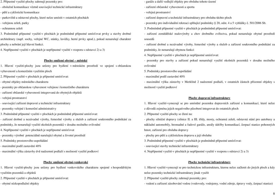 sochy, veřejné WC, stánky, lavičky, herní prvky apod.), pokud nenarušují charakter plochy a nebrání její hlavní funkci. 4.