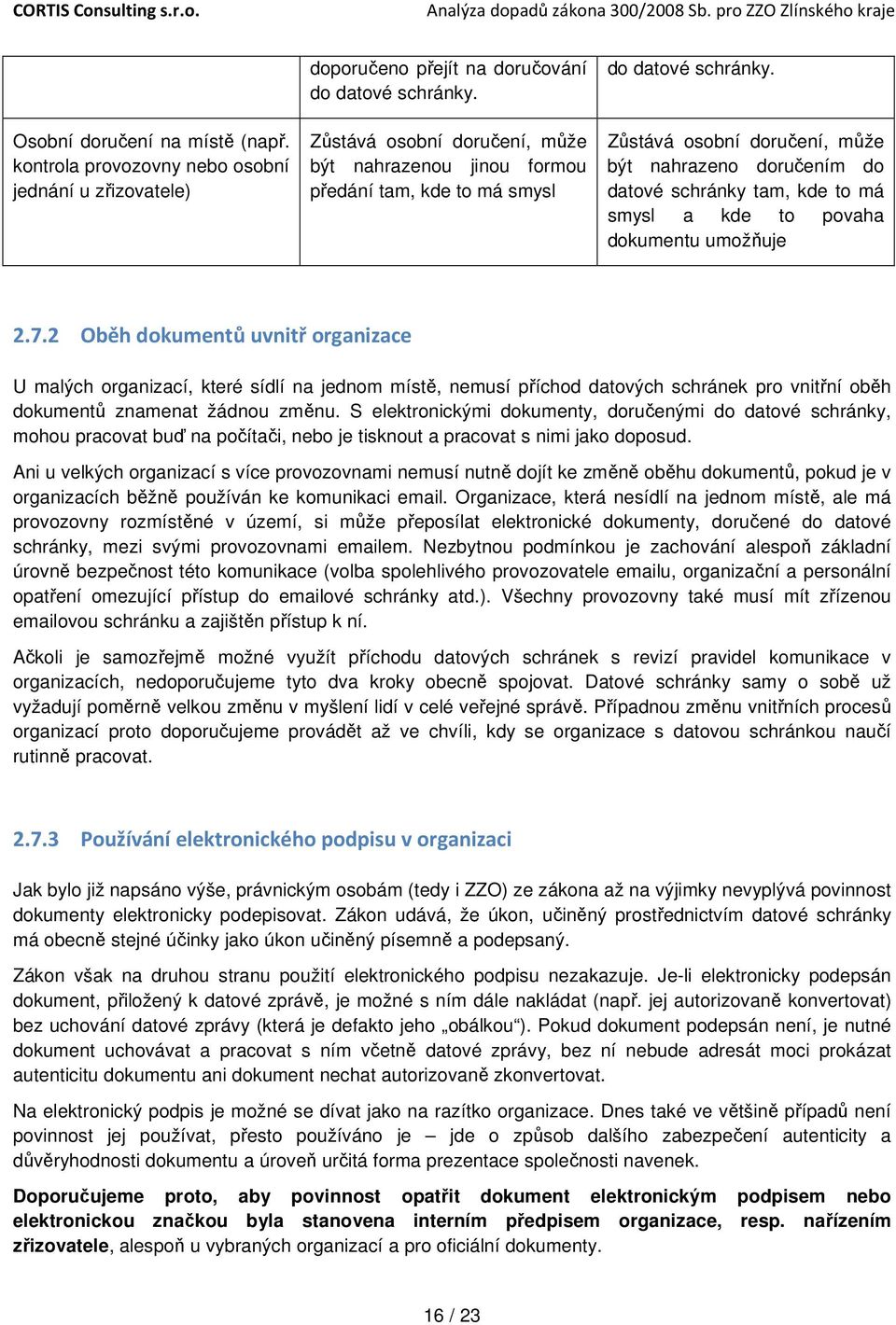 Zůstává osobní doručení, může být nahrazeno doručením do datové schránky tam, kde to má smysl a kde to povaha dokumentu umožňuje 2.7.