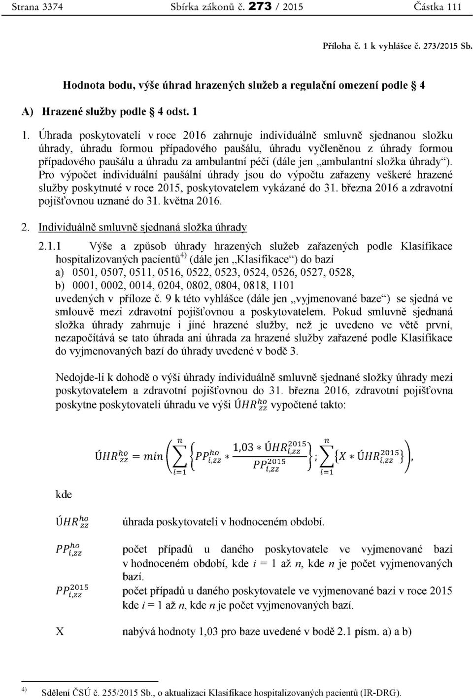 273 / 2015 Částka 111