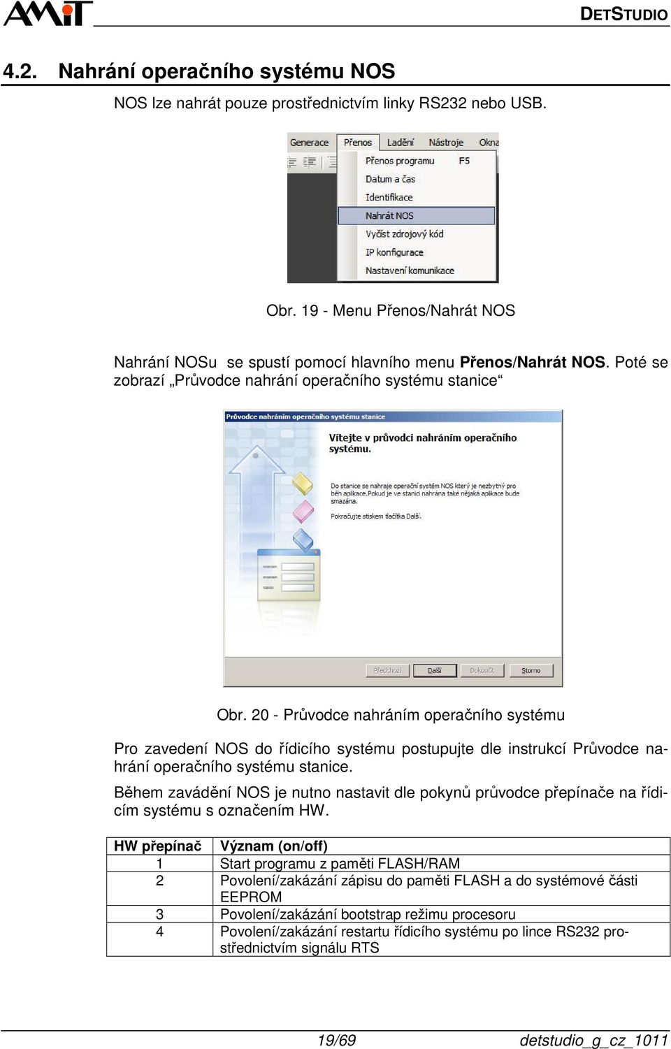 20 - Průvodce nahráním operačního systému Pro zavedení NOS do řídicího systému postupujte dle instrukcí Průvodce nahrání operačního systému stanice.