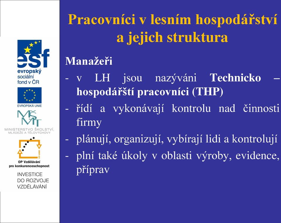 vykonávají kontrolu nad činnosti firmy - plánují, organizují,