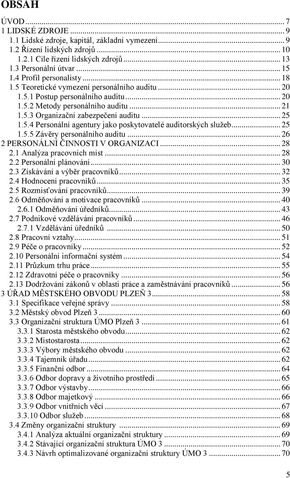 5.4 Personální agentury jako poskytovatelé auditorských služeb... 25 1.5.5 Závěry personálního auditu... 26 2 PERSONÁLNÍ ČINNOSTI V ORGANIZACI... 28 2.1 Analýza pracovních míst... 28 2.2 Personální plánování.