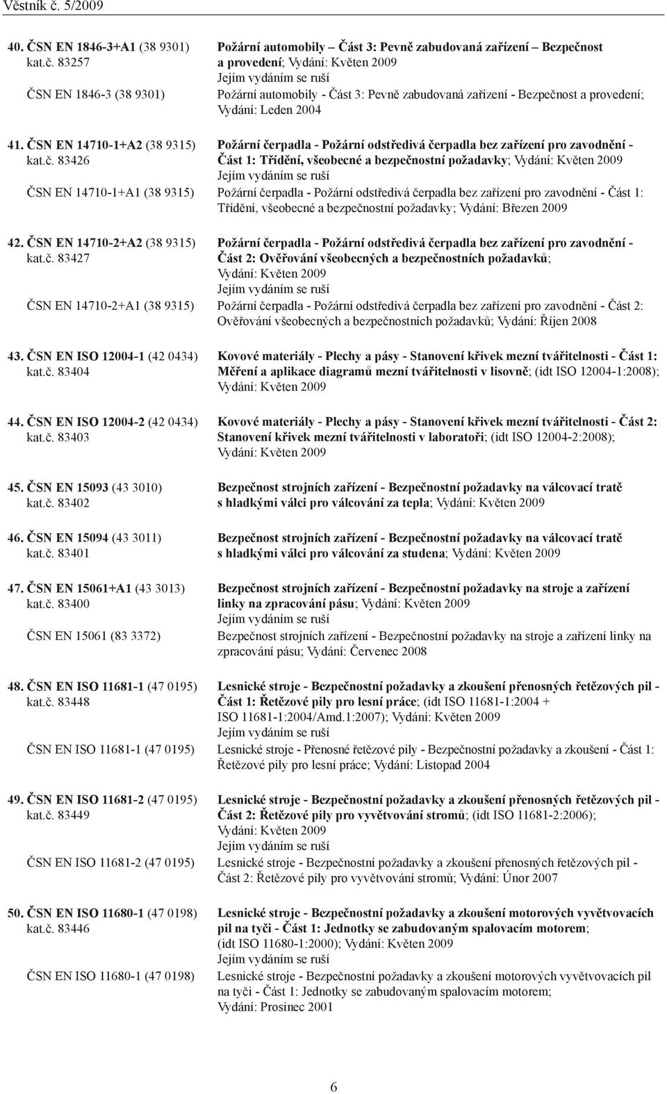 provedení; Vydání: Leden 2004 41. ČSN EN 14710-1+A2 (38 9315) kat.č.