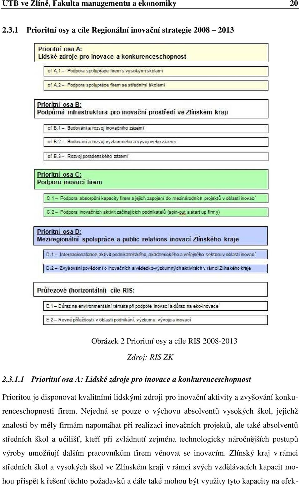 Obrázek 2 Prioritní osy a cíle RIS 2008-2013